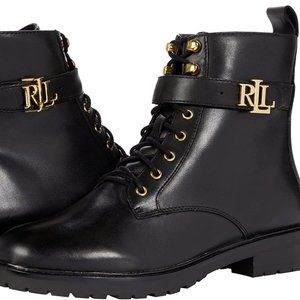 Lauren Ralph Lauren Eldridge Women’s Leather Lace-up Ankle Boots Black Size 8